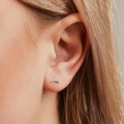 Zirkoniabesetzte Ohrstecker für Damen aus 375er Gold GE0368