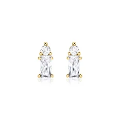 Zirkoniabesetzte Ohrstecker aus 925er Silber, vergoldet SE1062-G