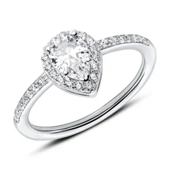 Zirkoniabesetzter Verlobungsring aus 925er Silber VR0452