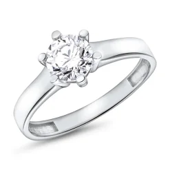 Zirkoniabesetzter Verlobungsring aus 375er Weißgold VR0525-W