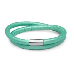 Zweireihig gewickeltes Lederarmband für Charms mint LB0414