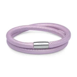 Zweireihig gewickeltes Lederarmband für Charms lilac LB0416