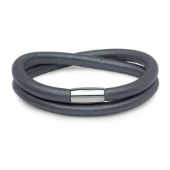 Zweireihig gewickeltes Lederarmband für Charms grey LB0415