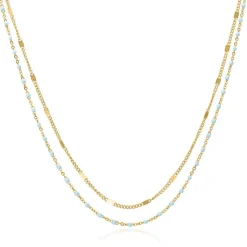 Zweireihige Damenkette aus Edelstahl, vergoldet N5147-G