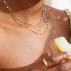 Zweireihige Damenkette aus Edelstahl, vergoldet N5147-G