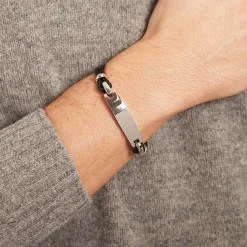 Zweireihiges Lederarmband Gravurplatte LB0297SL