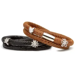 Zweireihiges Lederarmband für Clip-Charms braun LB0421