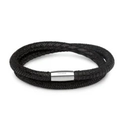 Zweireihiges Lederarmband für Clip-Charms schwarz LB0422