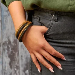 Zweireihiges Lederarmband für Clip-Charms schwarz LB0422